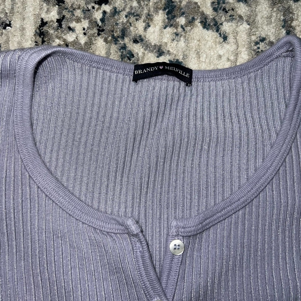 Lavender Ribbed Button-Up Cardigan - Picture 3 of 6